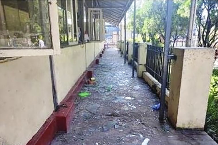 The entrance of Insein Prison in Yangon, Myanmar, after a bombing on Wednesday. 