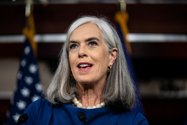 Rep. Katherine Clark, D-Mass., speaks during the news conference after the House Democrats caucus meeting in the Capitol on Sept. 14, 2022.