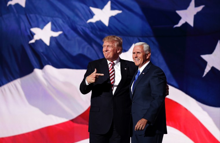Donald Trump and Mike Pence at the Republican National Convention in Cleveland in 2016