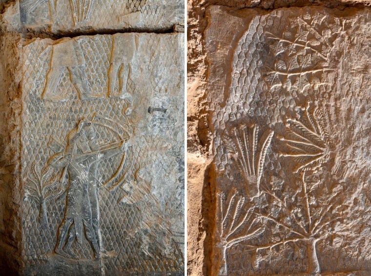 Detail of rock carvings at the Mashki Gate site in Mosul, Iraq. 