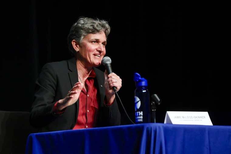 Democrat Jamie McLeod-Skinner speaks at a debate with Republican Lori Chavez DeRemer for Oregon's 5th Congressional District in Lake Oswego, Ore., on Oct. 17, 2022.