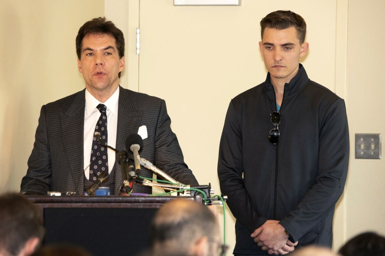 NOV 1, 2018 : Jack Burkman and Jacob Wohl speak to the media about alleged allegations against Robbert Mueller at the Holiday Inn in Rosslyn Va.(Credit Image: &copy; John Middlebrook/CSM via ZUMA Wire) (Cal Sport Media via AP Images)