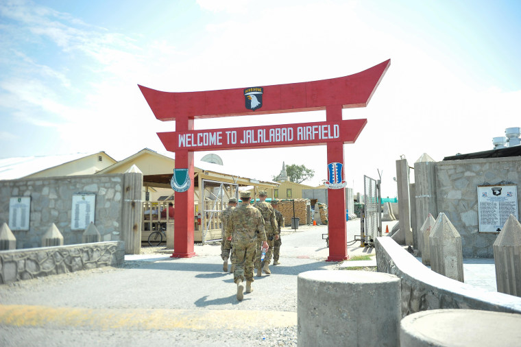 A welcome sign a the entrance of  Jalalabad Airfield.