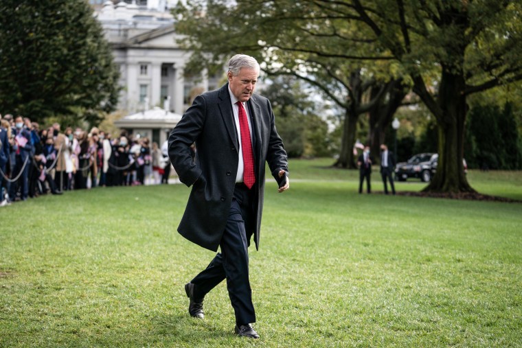 Mark Meadows at the White House on Oct. 30, 2020 in Washington.