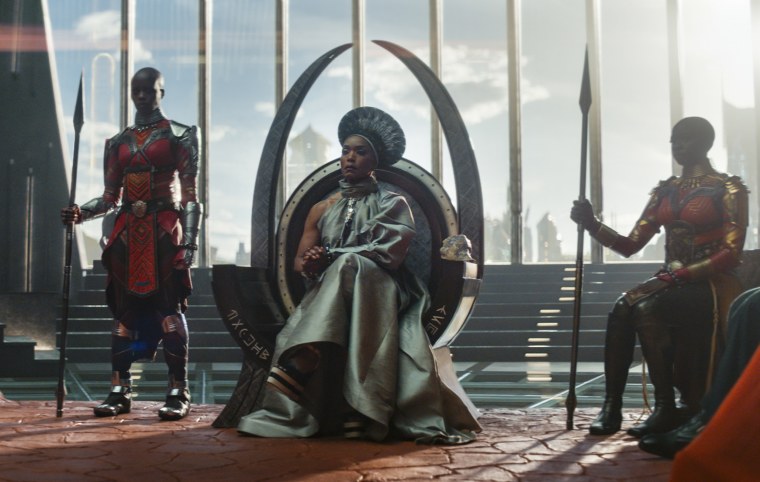 Florence Kasumba, Angela Bassett, and Danai Gurira in "Black Panther: Wakanda Forever."