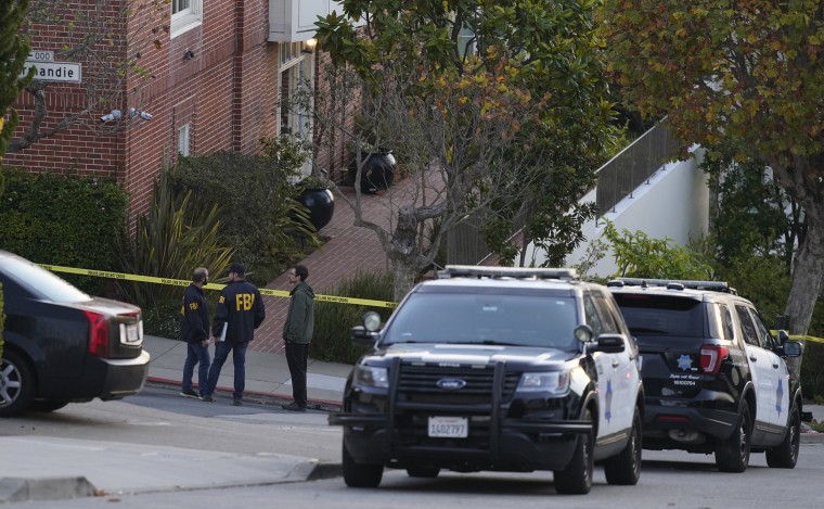 FBI agents work outside the home of Paul Pelosi, in San Francisco, on Oct. 28, 2022. 