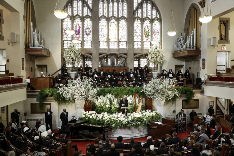 Image: Rev. Calvin O. Butts III speaks onstage during the André Leon Talley Celebration of Life at The Abyssinian Baptist Church on April 29, 2022 in New York City.