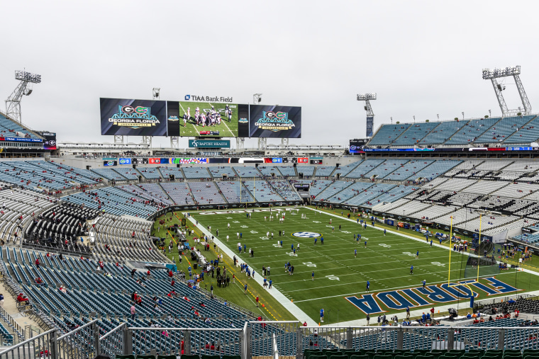 TIAA Bank Field before the start of a game between the Georgia Bulldogs and the Florida Gators on Oct. 29, 2022, in Jacksonville, Fla.