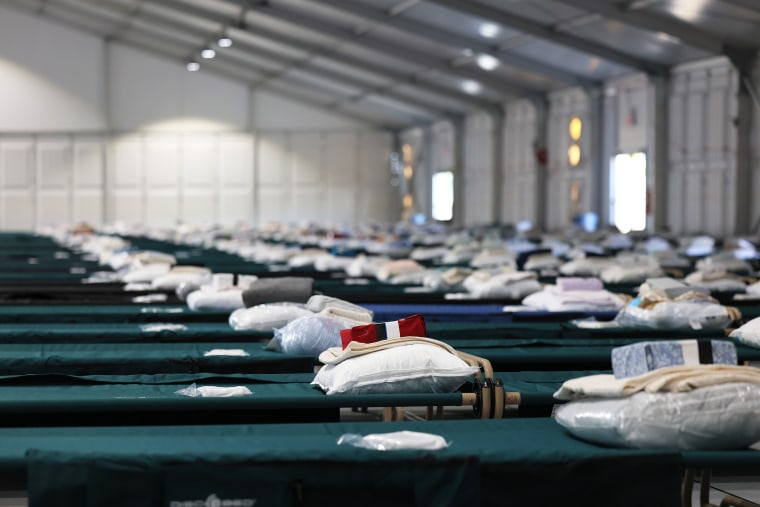 The dormitory at the Randall's Island Humanitarian Emergency Response and Relief Center in New York City on Oct. 18, 2022.