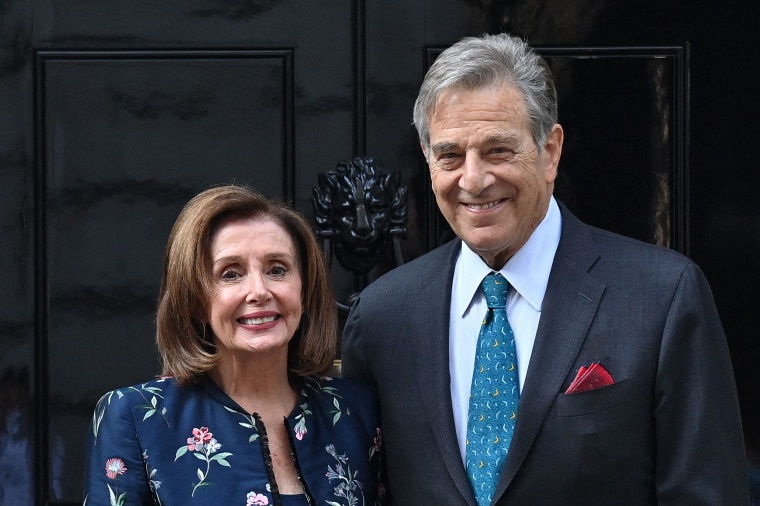 Nancy Pelosi with her husband Paul Pelosi in 2021 in London.