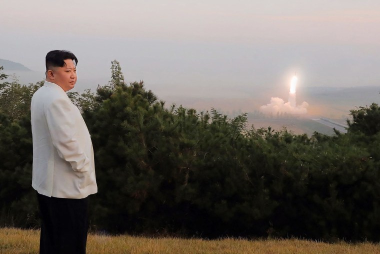 Image: North Korea's leader Kim Jong Un monitors a missile launch at an undisclosed location