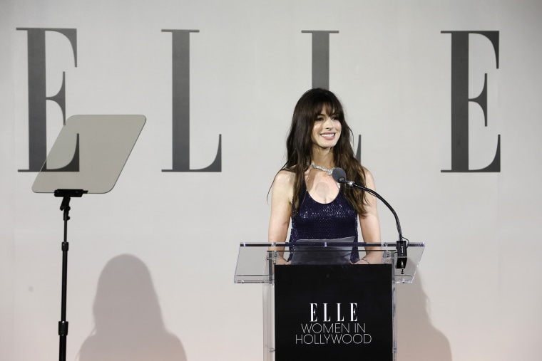 Anne Hathaway speaks onstage during ELLE's 29th Annual Women successful  Hollywood 