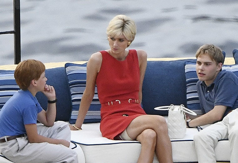 EXCLUSIVE: Elizabeth Debicki as Lady Diana Spencer filming 'The Crown' In Mallorca Alongside Prince William Actor Rufus Kampa And Will Powell As Prince Harry