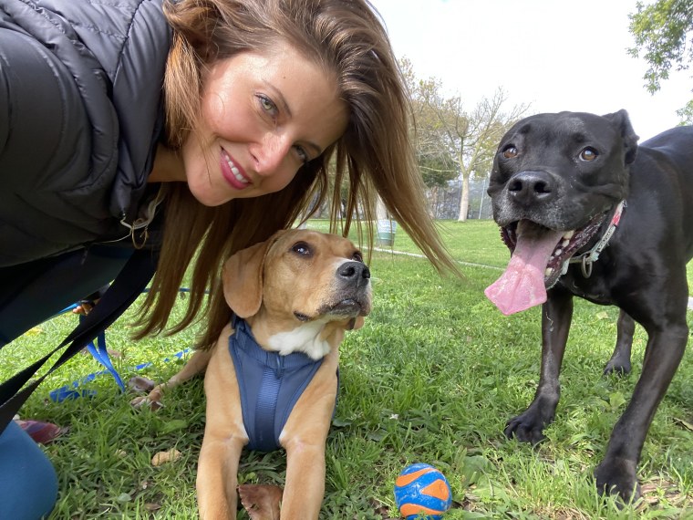The author with her rescue dogs, Olivia and Franklin.