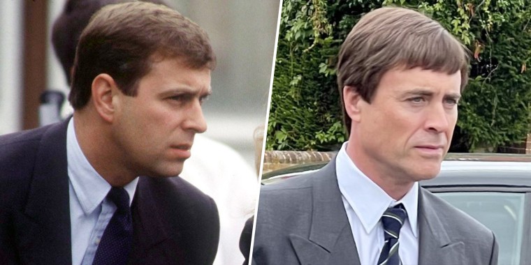 (L)  Prince Andrew, Duke Of York at Princess Beatrice's School Sports Day. (R) James Murray as Prince Andrew, Elizabeth and Philip’s third child.