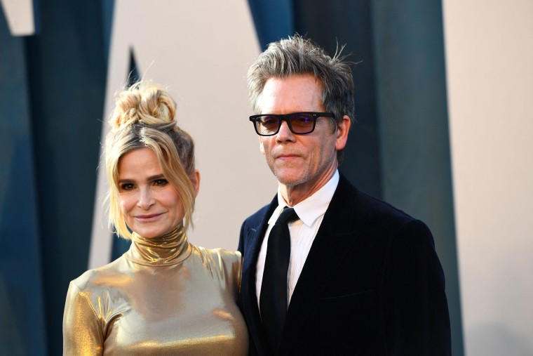 Kyra Sedgwick and Kevin Bacon attend the 2022 Vanity Fair Oscar Party