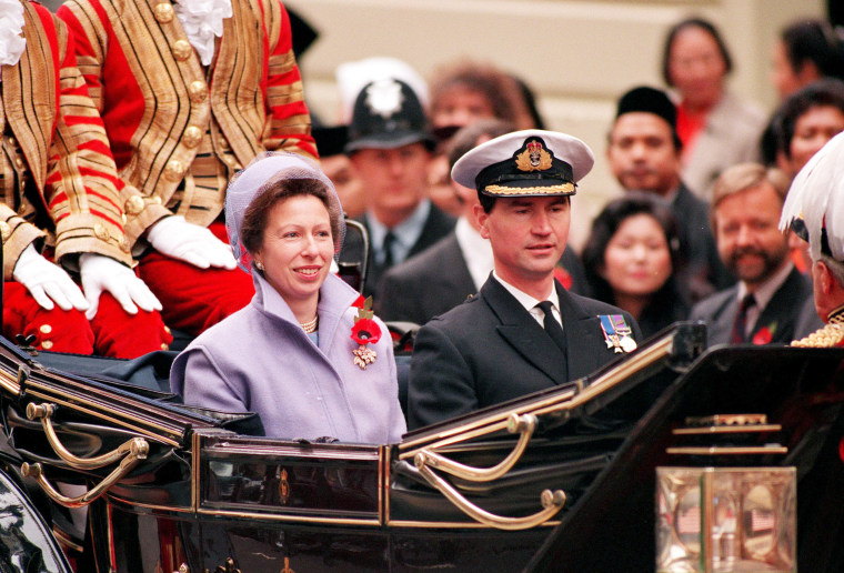 Princess Anne and husband Commander Tim Lawrence in a royal carriage at the Malaysian head of state visit with Sultan Azlan Shah. 