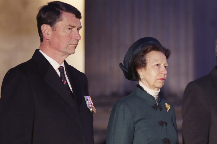 The couple during the ANZAC Day Dawn Service at Wellington Arch on Hyde Park Corner, London, on April 25, 2015. 