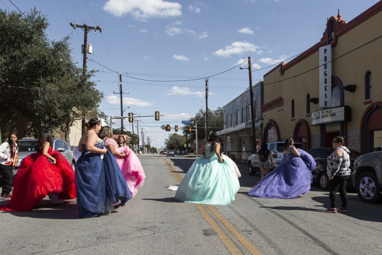 The young ladies preparing for the big event.