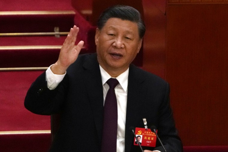 El líder chino, Xi Jinping, durante la clausura del 20 Congreso del Partido Comunista Chino, el sábado 22 de octubre de 2022 en Pekín.