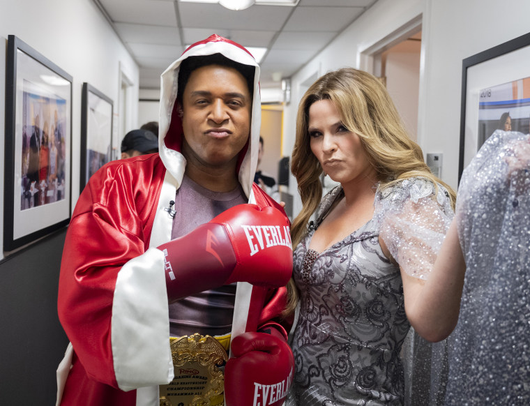 Craig Melvin and Jenna Bush Hager pose in their Halloween costumes in Studio 1A.