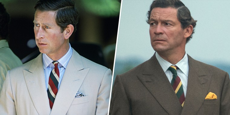 (L) Prince Charles. (R) Dominic West as Prince Charles.