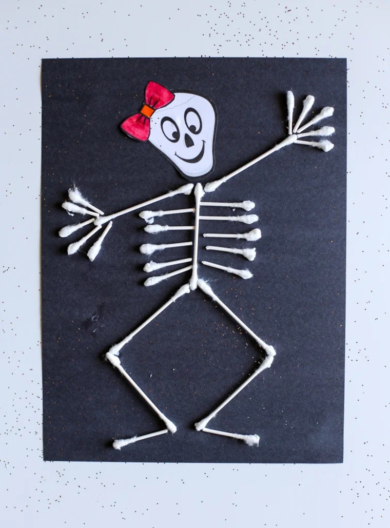 q-tip skeleton craft
