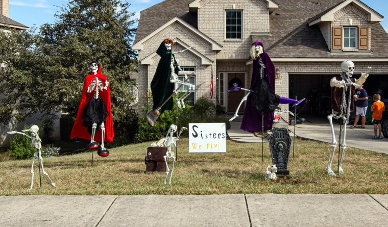 Family'S Creative Halloween Decor Delights Neighborhood