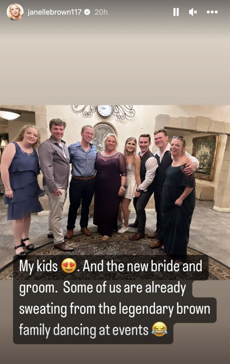 Janelle Brown and family at her son Logan's wedding.
