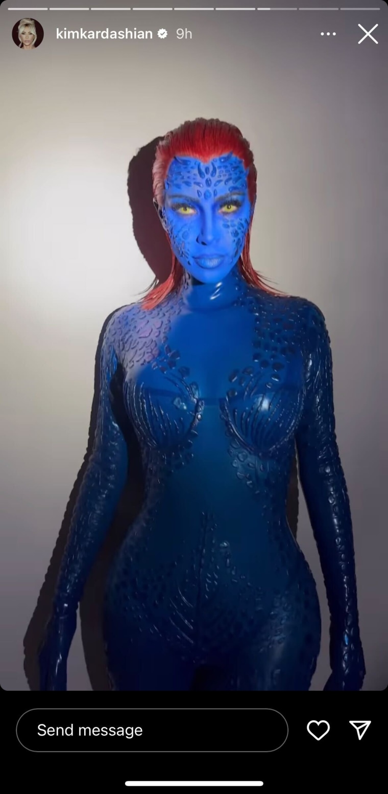 Kim Kardashian's transformation into Mystique from "X-Men."
