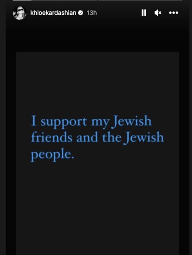 Kardashian's sister Khloe Kardashian sent a message of support to the Jewish community on Oct. 24.