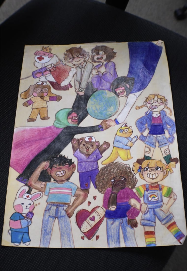 Tracey Hargreaves, a friend of the student artist's family, shared a photo of the original design for the mural. 