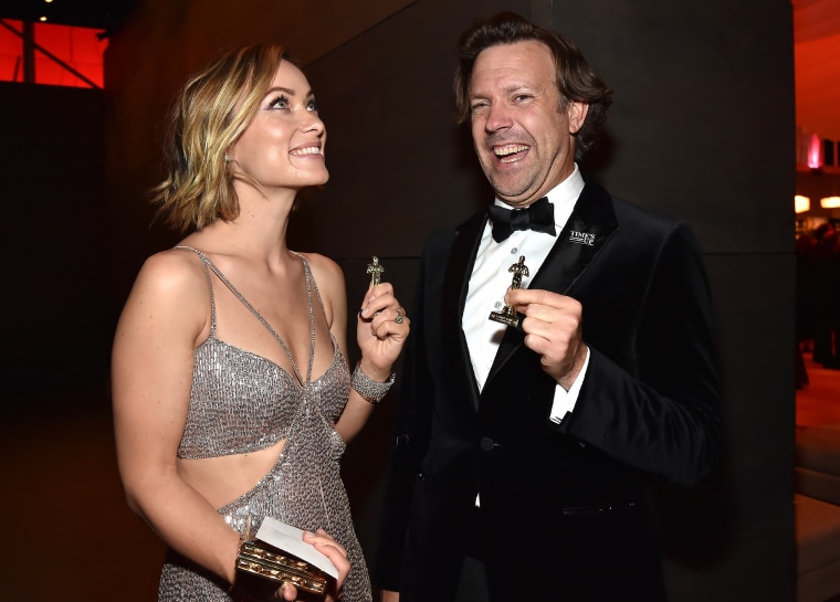 Olivia Wilde and Jason Sudeikis attend the Vanity Fair Oscar Party   for the Performing Arts.