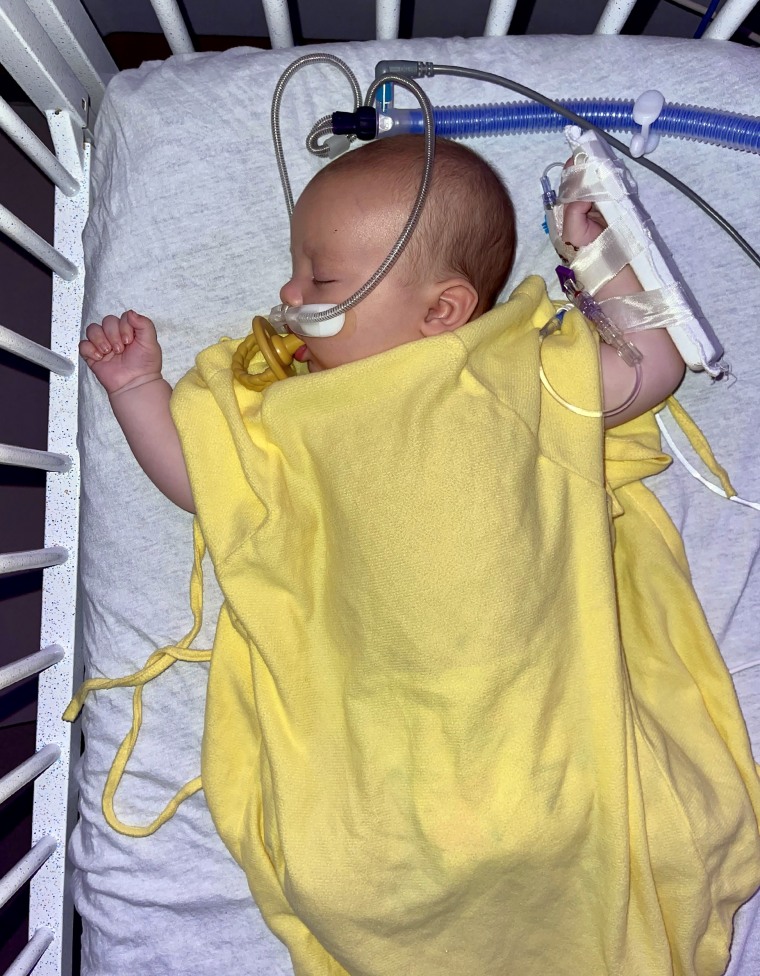 Baby Asa, 2 months, was hospitalized with RSV for four days as children's hospitals around the country face a surge in patients due to the respiratory virus.