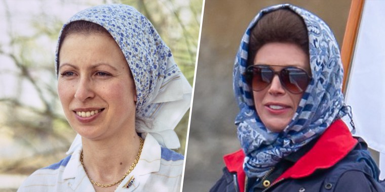 (L) British Royal Princess Anne during a visit to the Upper Volta, West Africa, Feb. 24, 1984. (L) Claudia Harrison as Princess Anne, Elizabeth and Philip’s second child and only daughter.