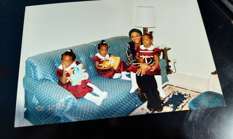 The Harper triplets and their mom, back in the day.