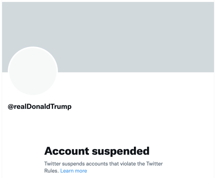 La cuenta de Donald Trump en Twitter seguía suspendida este vienes 28 de octubre de 2022.