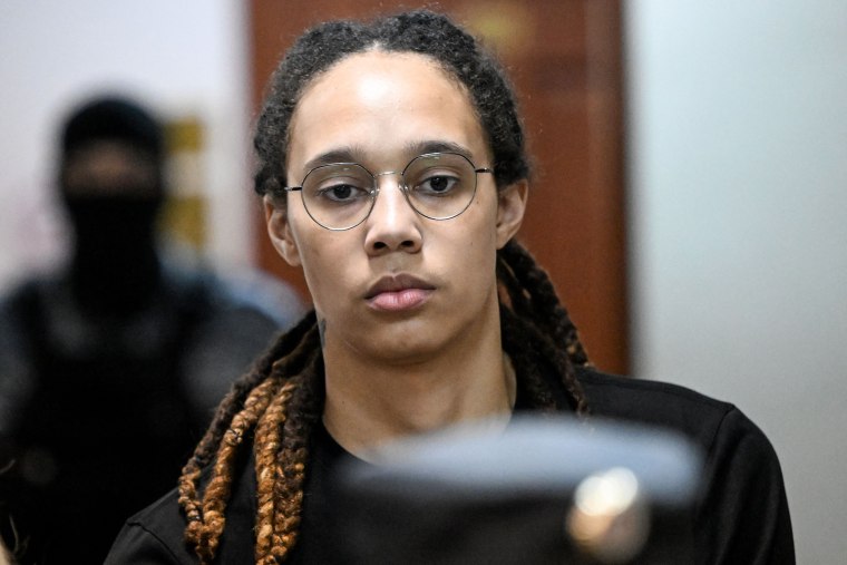 Brittney Griner arrives to a hearing at the Khimki Court, outside Moscow on July 27, 2022.