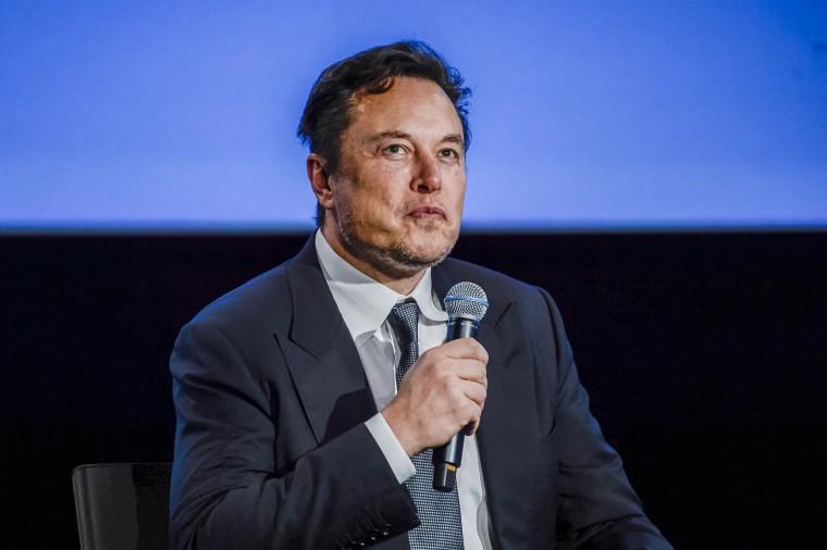Elon Musk addresses guests at the Offshore Northern Seas 2022 (ONS) meeting in Stavanger, Norway on Aug. 29, 2022.