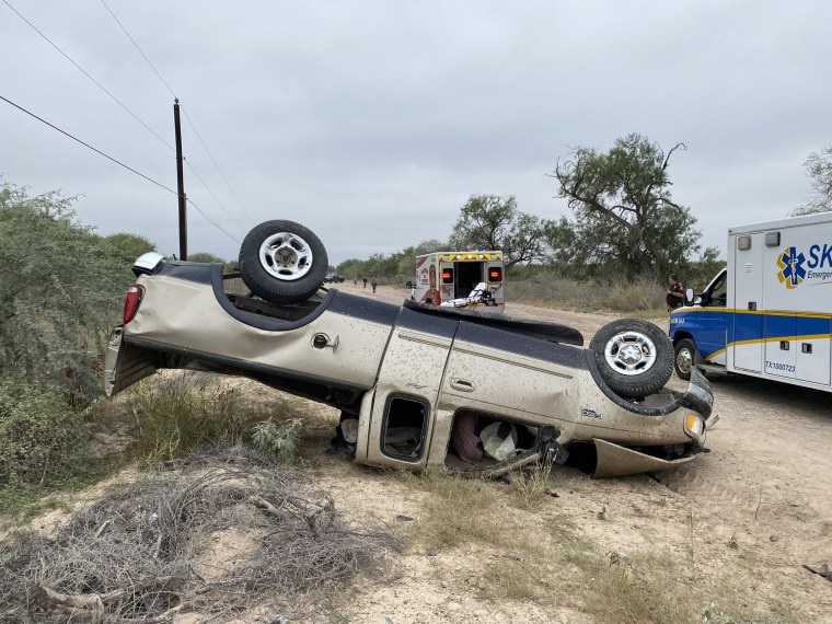 The scene of a fatal car crash in La Joya, Texas