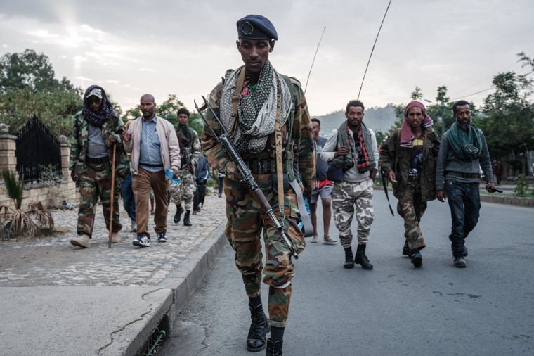 Tigray People's Liberation Front (TPLF) fighters in Mekele,  Ethiopia, on June 29, 2021.