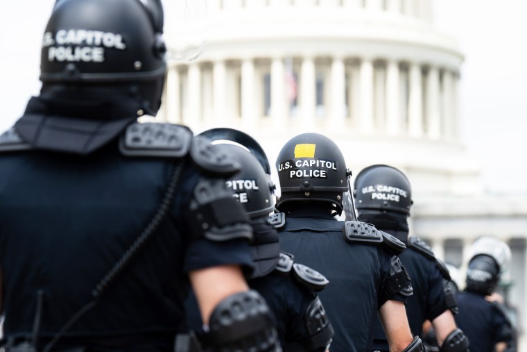 Capitol Police in riot gear at the Capitol