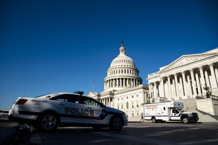 A Capitol Police car parked at the Capitol in Washington, D.C.