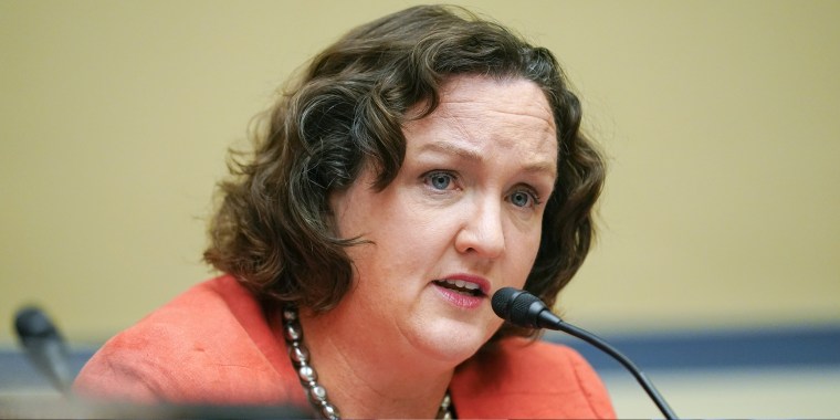 FILE - U.S. Rep. Katie Porter, D-Calif., speaks during a House Committee on Oversight and Reform hearing on gun violence on Capitol Hill in Washington, June 8, 2022. This year brings a marquee matchup between Porter, a progressive star, and Republican Scott Baugh, a former state legislative leader and past head of the county GOP, in the coastal 47th District that includes Huntington Beach and other famous surf breaks.