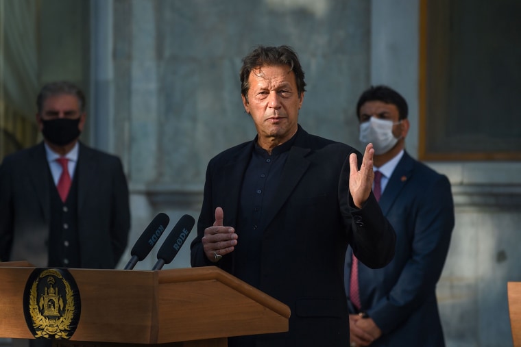 Imran Khan at a joint press conference in Kabul on Nov. 19, 2020.