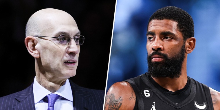 NBA Commissioner Adam Silver; Brooklyn Nets player Kyrie Irving.