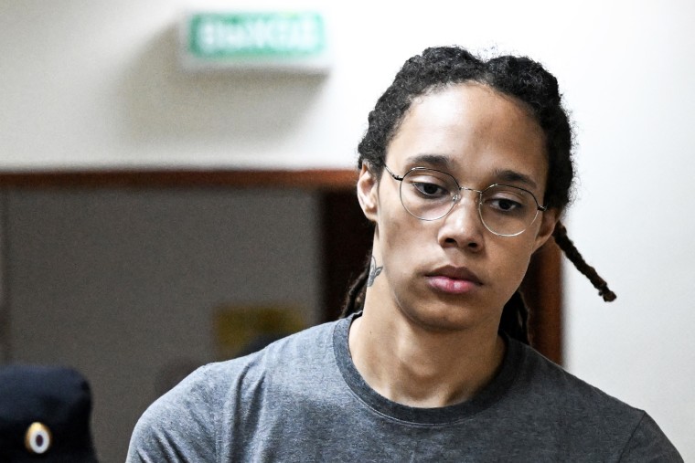 Brittney Griner arrives to a hearing at the Khimki Court 