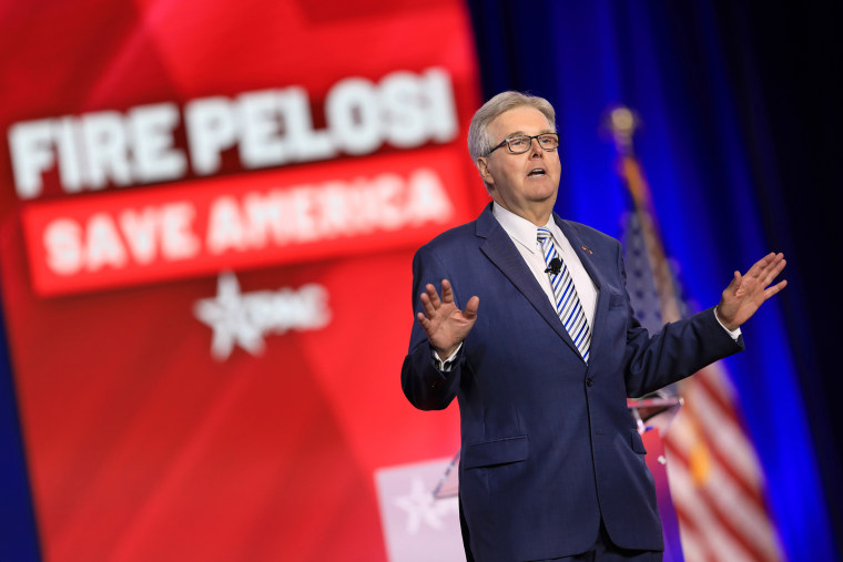 Texas Lt. Gov. Dan Patrick speaks during the Conservative Political Action Conference in Dallas on Aug. 4, 2022. 