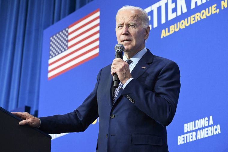 US President Joe Biden speaks at a rally hosted by the Democratic Party of New Mexico at Ted M. Gallegos Community Center in Albuquerque, New Mexico, on November 3, 2022.