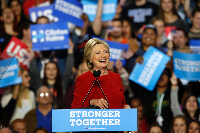 Democratic presidential nominee Hillary Clinton speaks in Allendale, Mich., on Nov. 7, 2016.